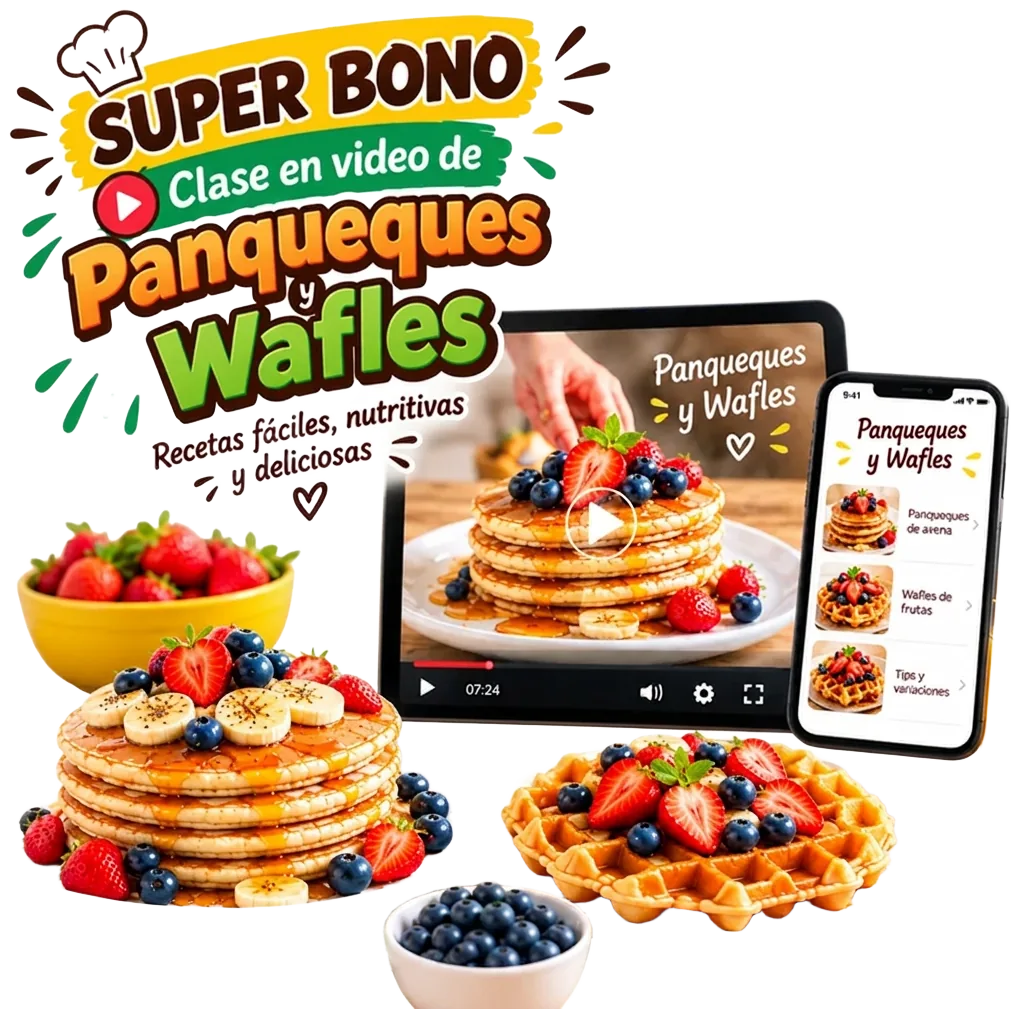 Clase en video de panqueques y waffles con recetas fáciles, nutritivas y deliciosas