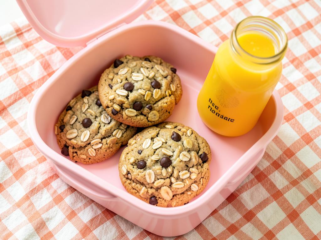 Galletas de plátano y avena acompañadas de jugo natural